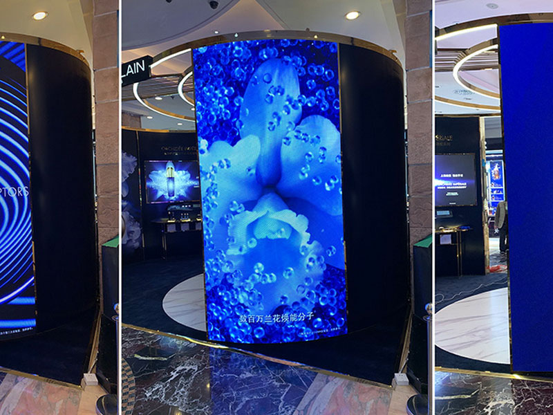 Gtek Flexible LED display InnoPad C2.9 Graces Guerlain Flagship Store in Wuhan Wushang Plaza