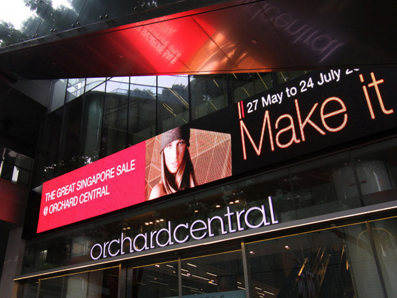 Gtek full color Outdoor led display in Orchard Central Shopping mall of Singapore